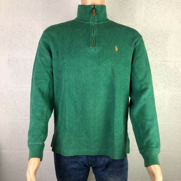 Polo Ralph Lauren 1/2 Half Zip French Rib Pullover Sweater Green Size M - Picture 2 of 9